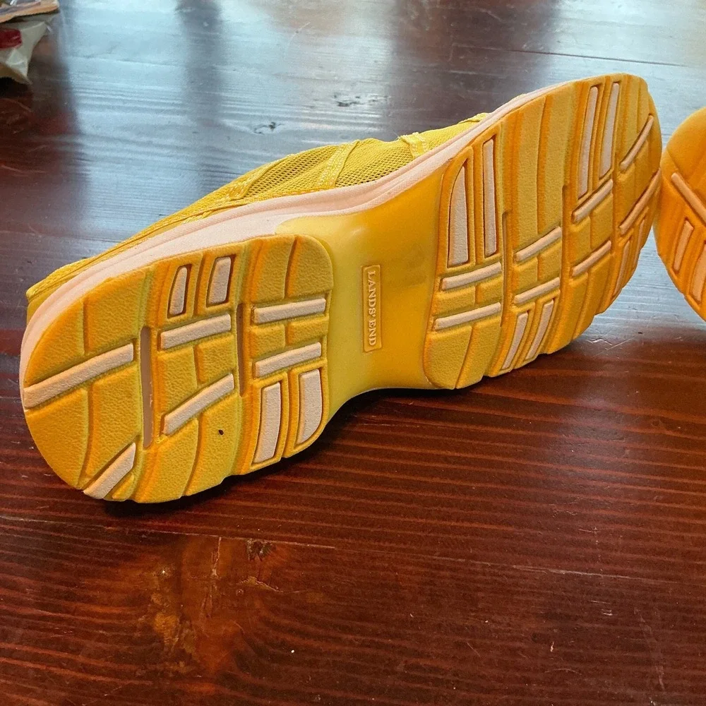Lands' End Water Sport Sneaker Women 11B Yellow Upper Mesh Athletic Lace Up 1374 - Picture 10 of 16